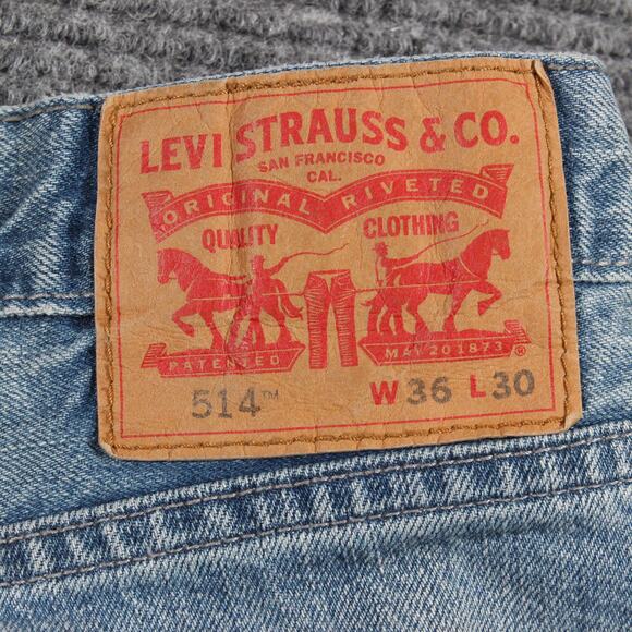 Levi’s 514 Men’s Jeans 36x30 Light Wash Straight Fit 100% Cotton - Picture 7 of 10